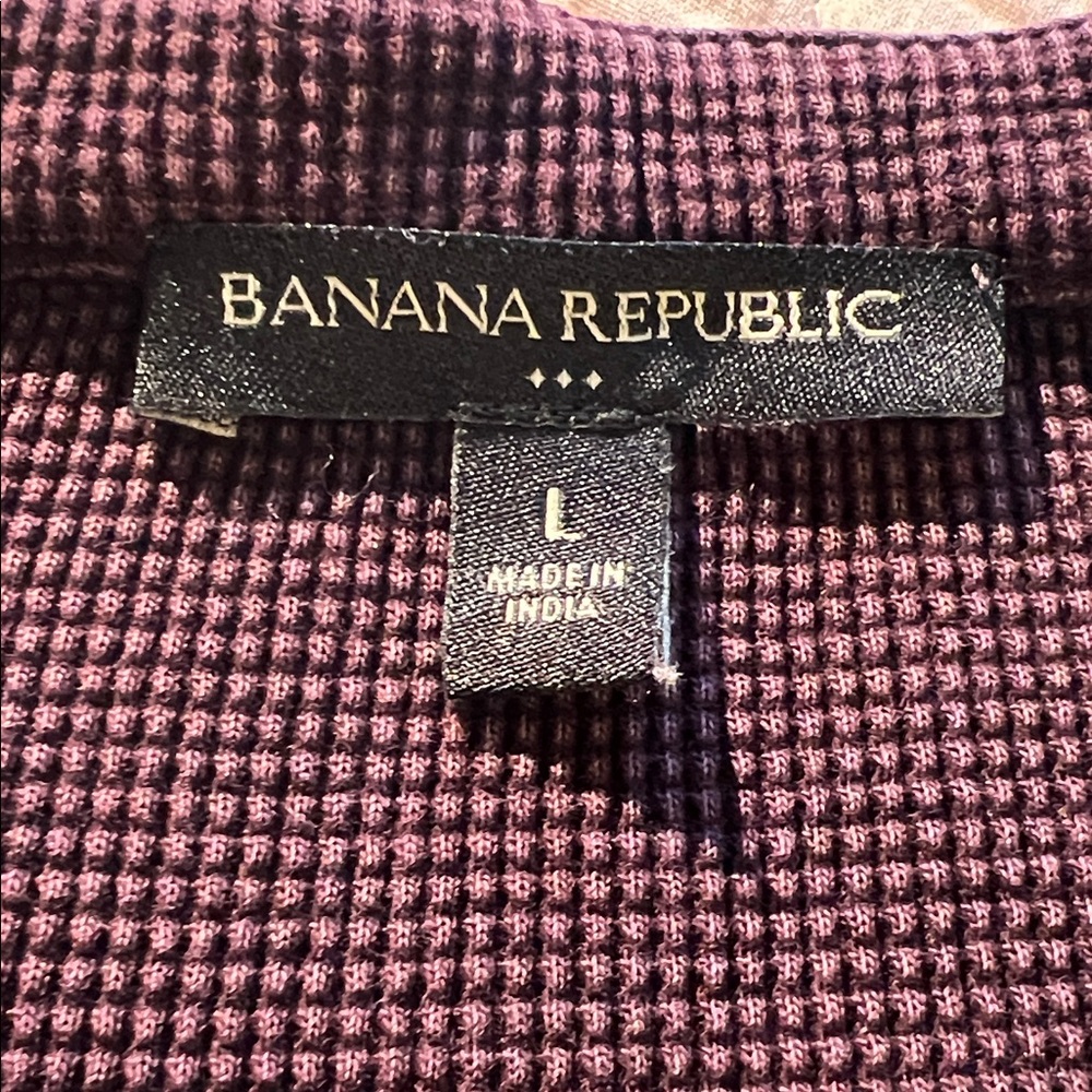 Banana Republic 2pk Men's Waffle Long-Sleeve Henleys - Black & Maroon - Large - Picture 7 of 9